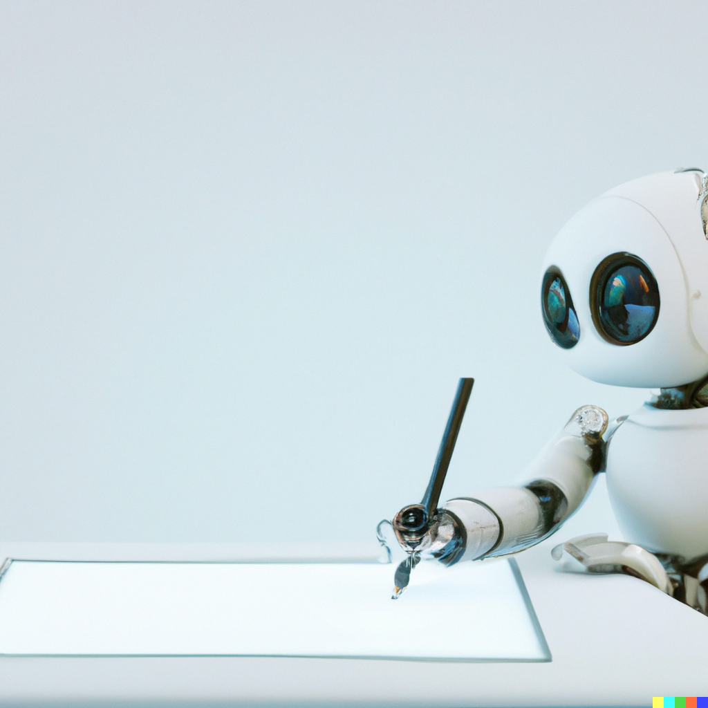 3d render cute dalle drawing itself